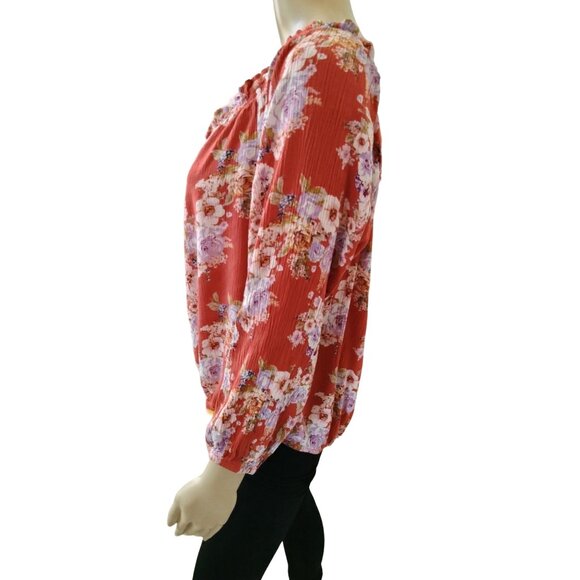 Mason & Belle Floral Faux Button Bubble Crop Top Off-Shoulder Front Tie Size XL - Picture 3 of 7